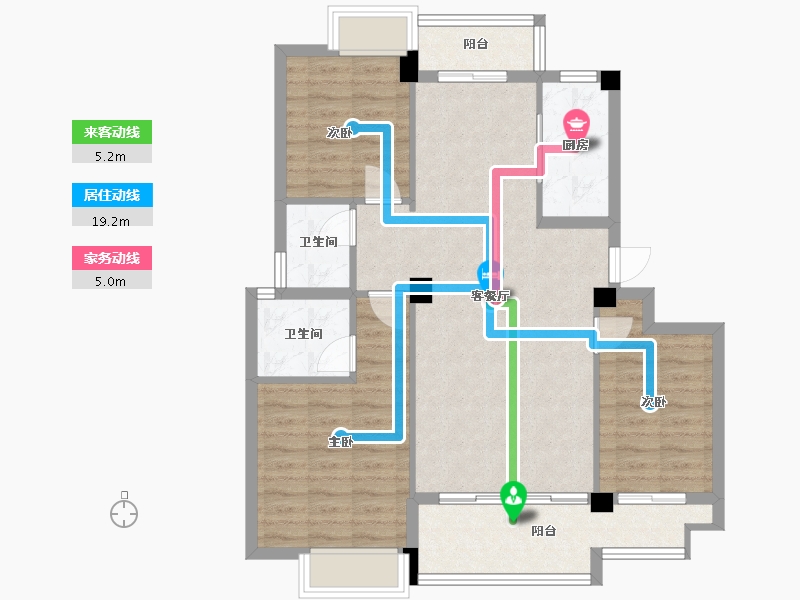 福建省-龙岩市-汀州红府天湖玺-88.85-户型库-动静线