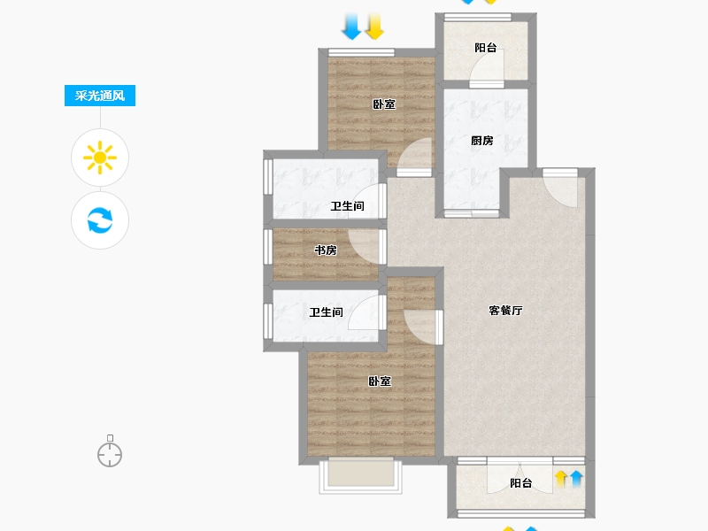 河北省-承德市-中冶兴隆新城·红石郡-92.00-户型库-采光通风