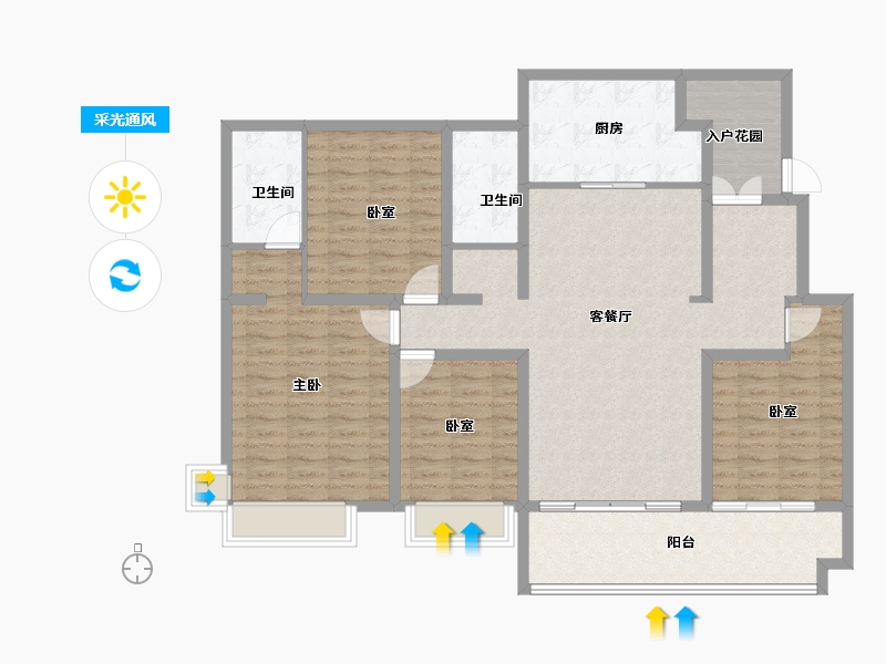 山东省-菏泽市-中央公馆·文庭雅苑-135.20-户型库-采光通风