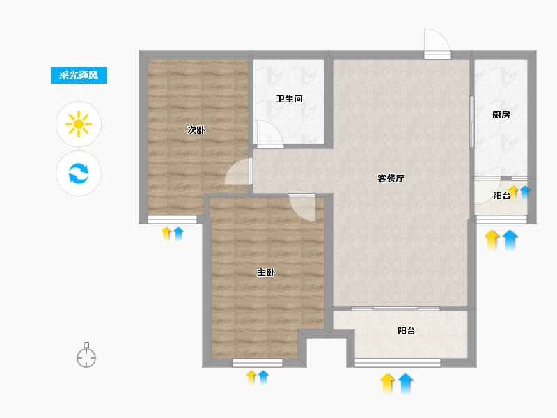 山西省-太原市-竞杰·常青藤-77.70-户型库-采光通风