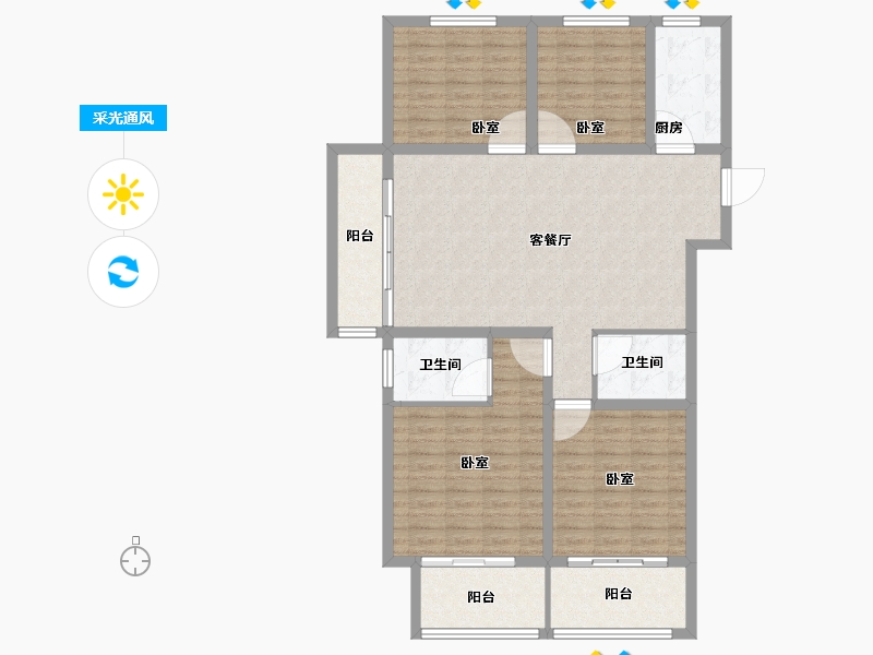 山东省-菏泽市-中央公馆·文庭雅苑-120.19-户型库-采光通风