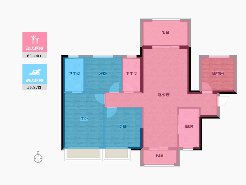 广西壮族自治区-南宁市-龙光玖誉湾-89.60-户型库-动静分区