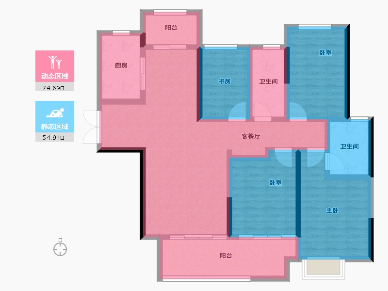 河南省-漯河市-建业西城森林半岛三期·云熙府-115.20-户型库-动静分区