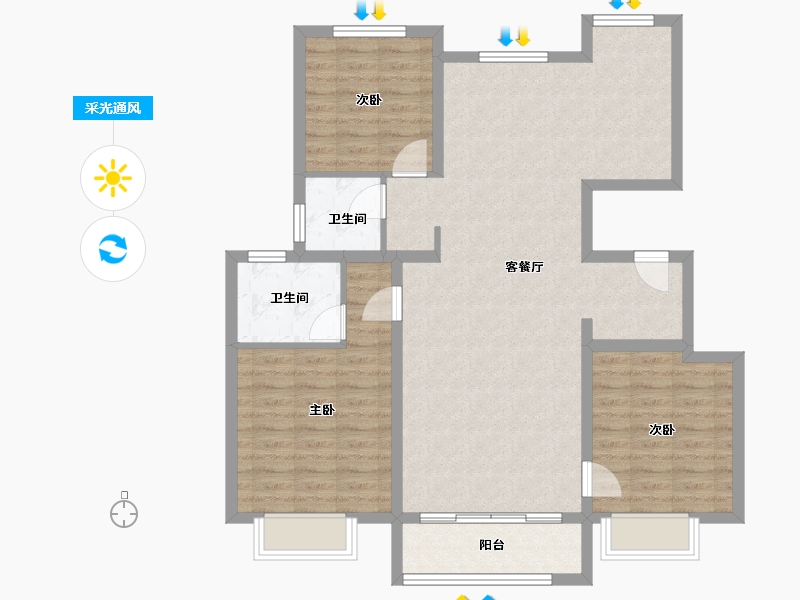 河北省-石家庄市-石家庄众人翡丽湾-99.87-户型库-采光通风