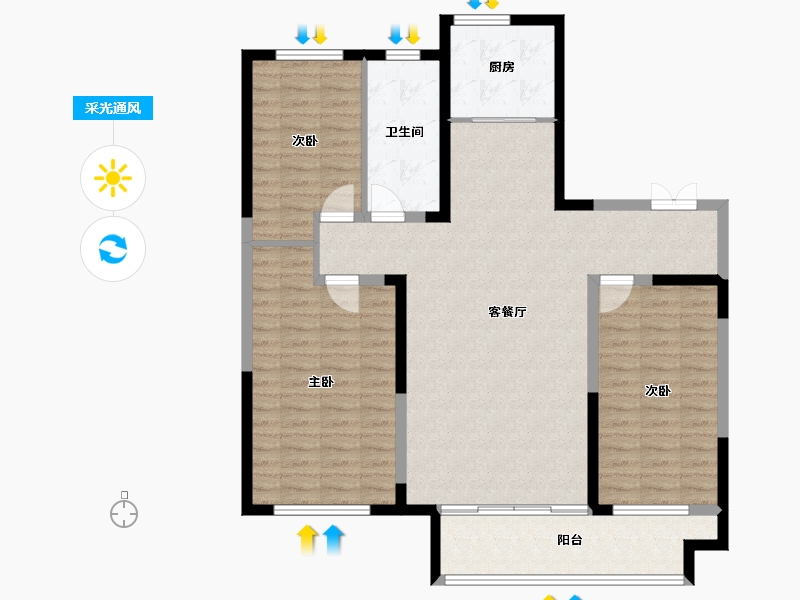 山东省-淄博市-宙合壹品-113.89-户型库-采光通风