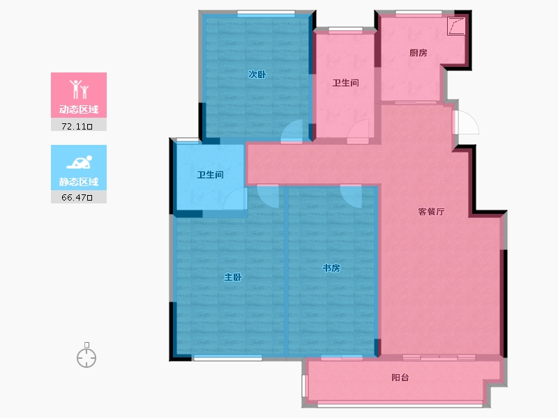 浙江省-金华市-熟溪锦院-125.00-户型库-动静分区