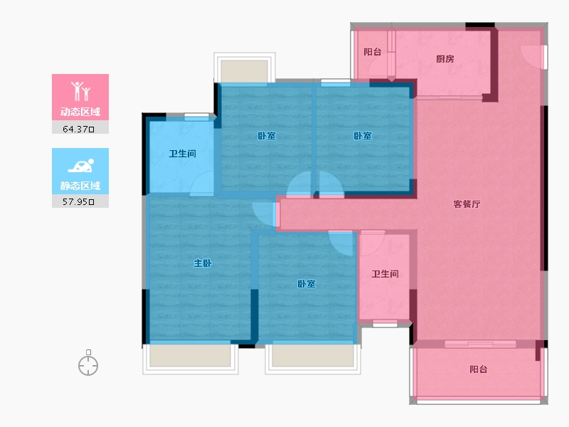 四川省-泸州市-久力丹城领秀-109.37-户型库-动静分区