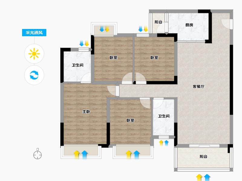 四川省-泸州市-久力丹城领秀-109.37-户型库-采光通风