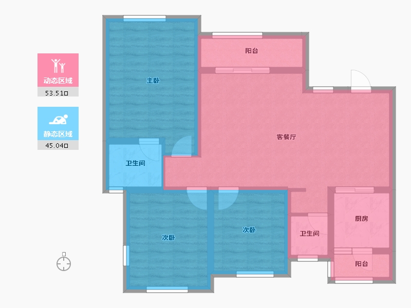 四川省-遂宁市-金宏·青龙湾-87.53-户型库-动静分区