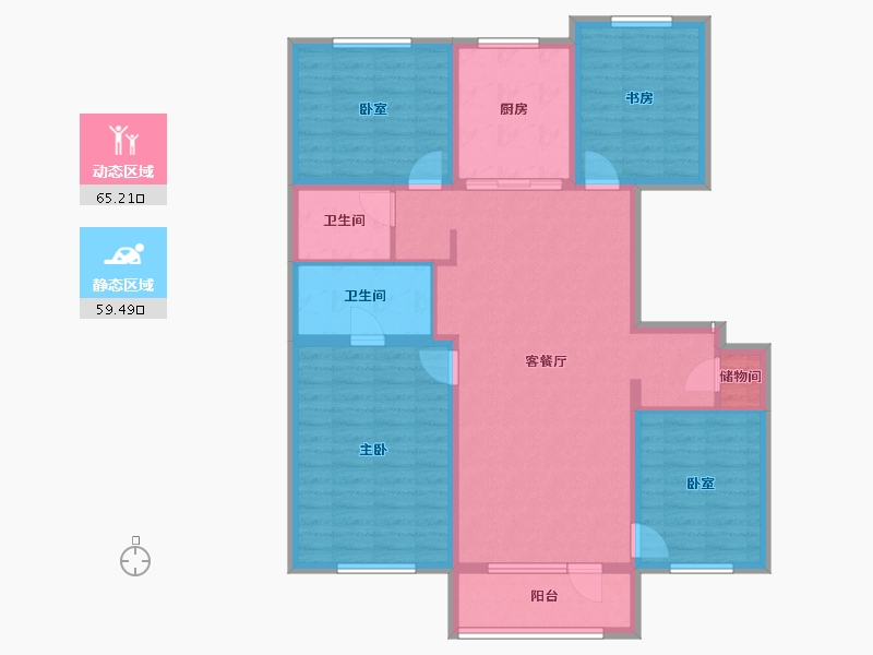 辽宁省-盘锦市-盘锦万科城·如园-111.90-户型库-动静分区