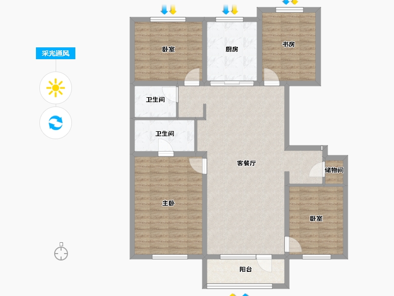 辽宁省-盘锦市-盘锦万科城·如园-111.90-户型库-采光通风