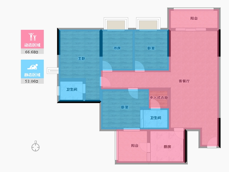 贵州省-铜仁市-西南国际商贸城·丹都花园-105.64-户型库-动静分区