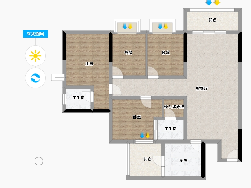 贵州省-铜仁市-西南国际商贸城·丹都花园-105.64-户型库-采光通风