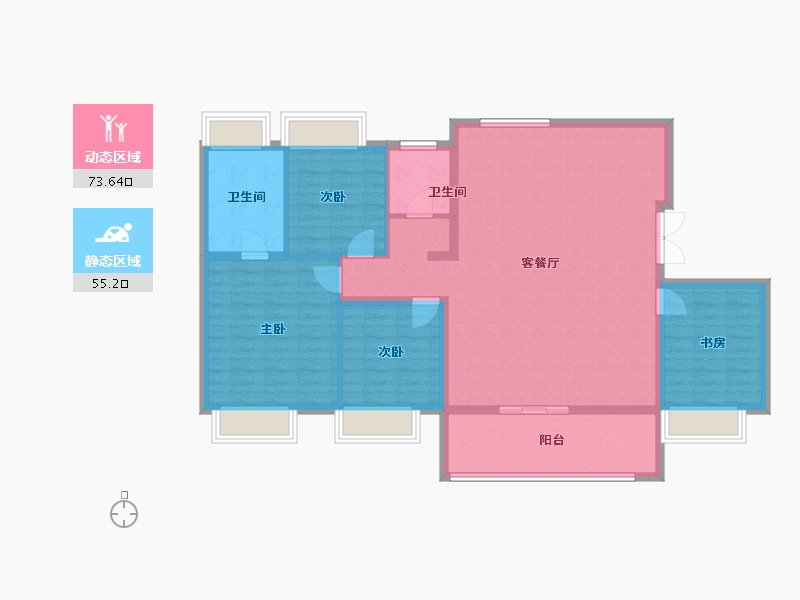 江苏省-苏州市-万科东方雅苑-117.22-户型库-动静分区