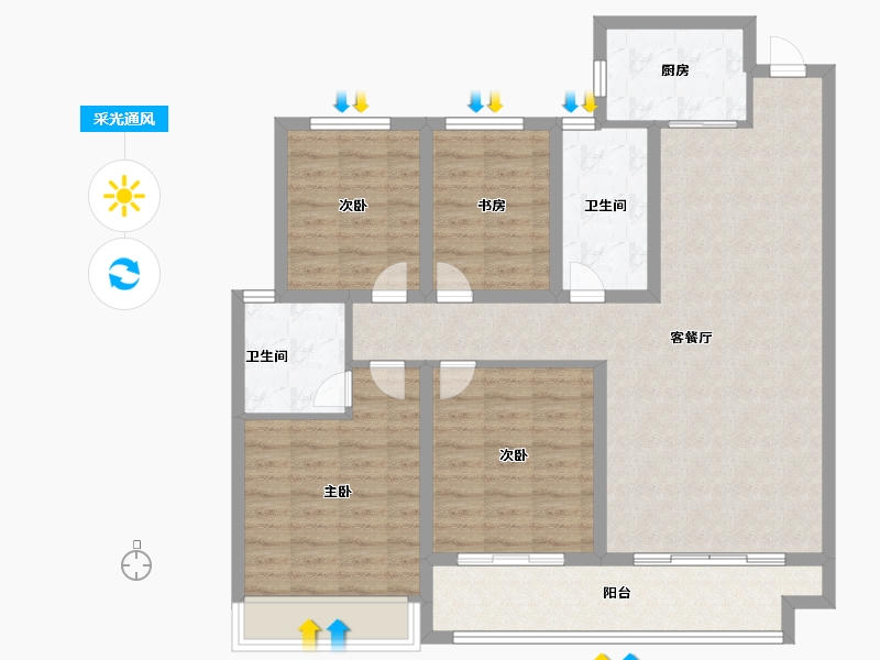 山东省-菏泽市-单县佳和城-108.00-户型库-采光通风