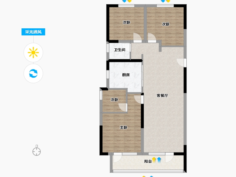 河北省-石家庄市-保利云上-102.34-户型库-采光通风