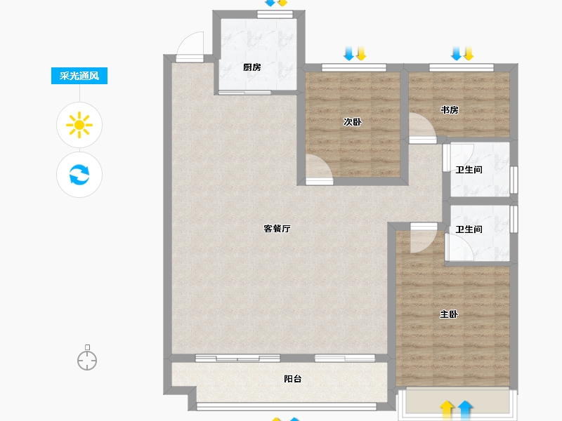 山东省-菏泽市-单县佳和城-104.80-户型库-采光通风