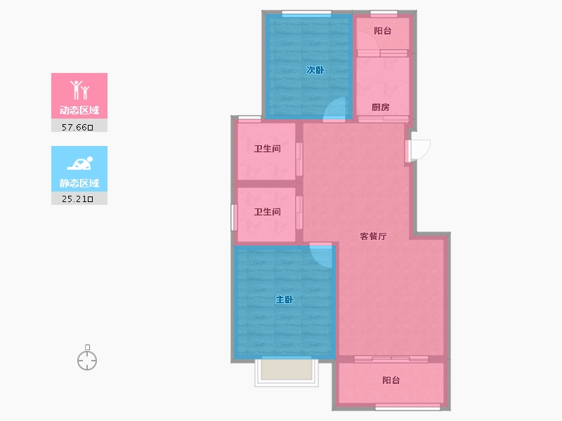 江苏省-无锡市-MOM八春风湖上-73.60-户型库-动静分区