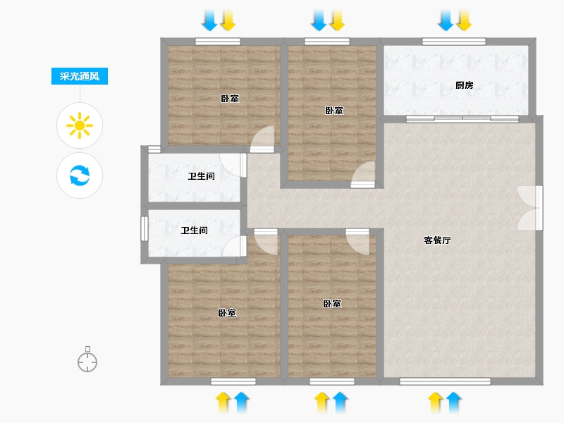 青海省-西宁市-九洲河畔世家-140.80-户型库-采光通风