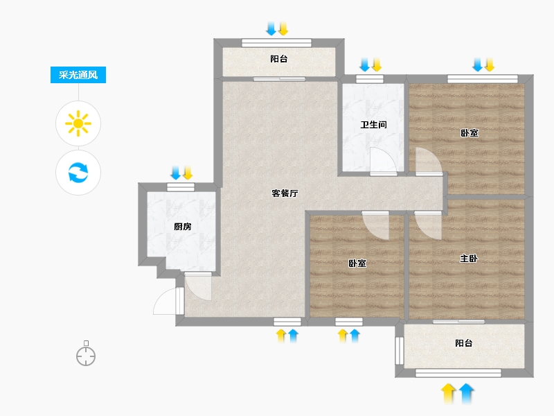 湖北省-武汉市-华腾园-78.00-户型库-采光通风