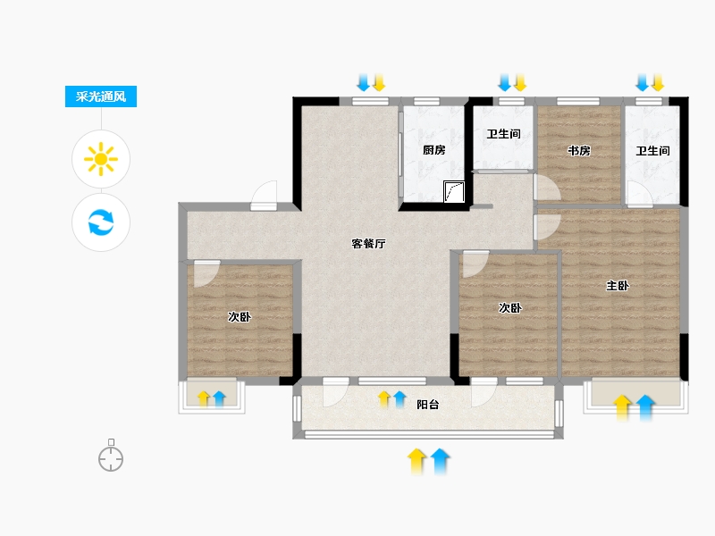 山东省-潍坊市-潍坊碧桂园天-114.40-户型库-采光通风