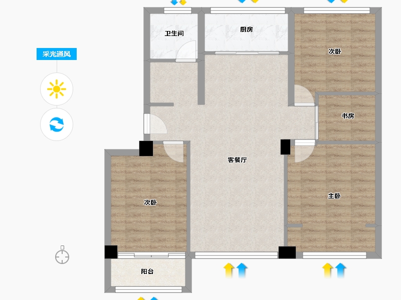 山东省-烟台市-晓龙子文学府-85.99-户型库-采光通风