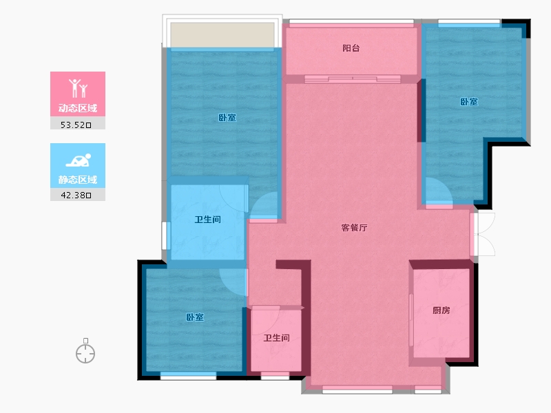 四川省-眉山市-万景长平院子-84.82-户型库-动静分区