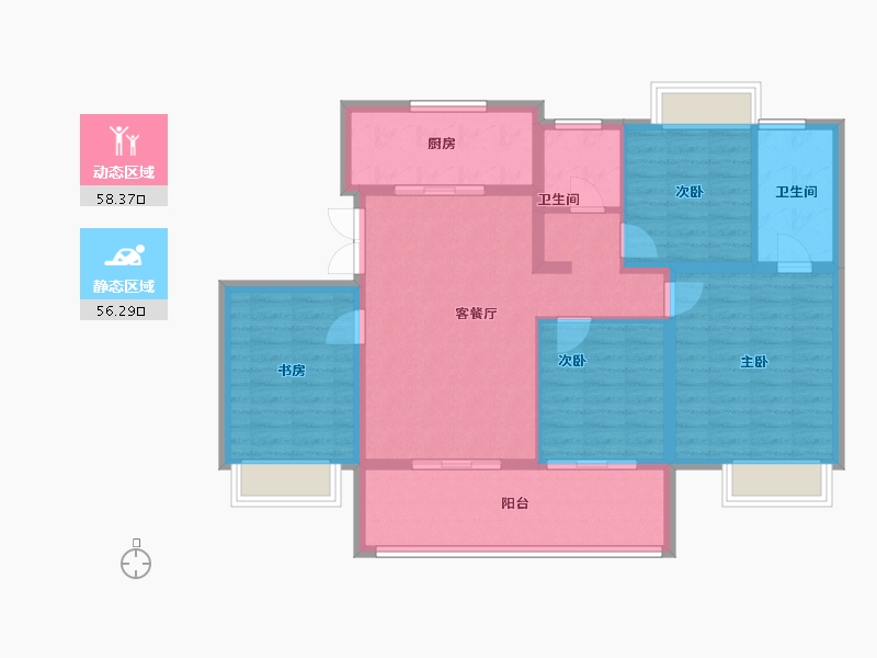 江苏省-苏州市-万科东方雅苑-103.22-户型库-动静分区