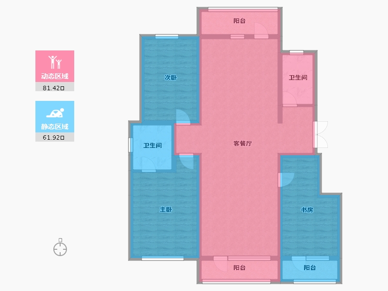 辽宁省-铁岭市-汇合・沣林居三期-128.34-户型库-动静分区