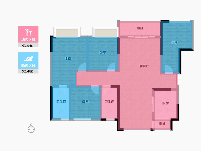 四川省-眉山市-万景长平院子-103.45-户型库-动静分区