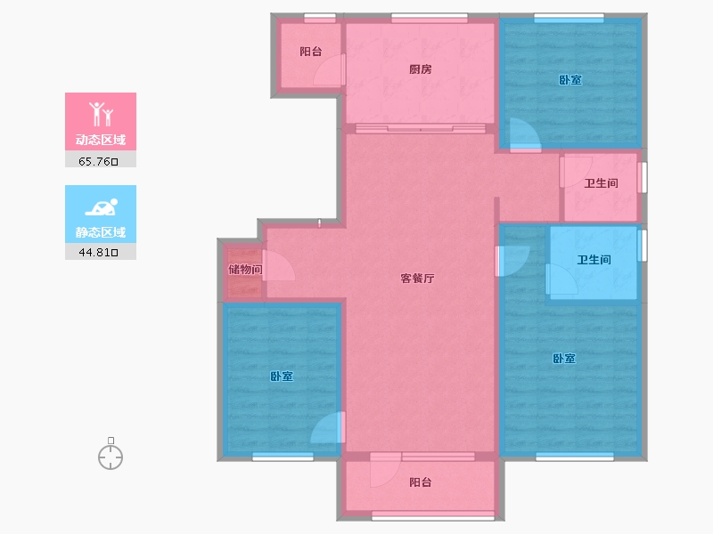 辽宁省-盘锦市-盘锦万科城·如园-99.09-户型库-动静分区