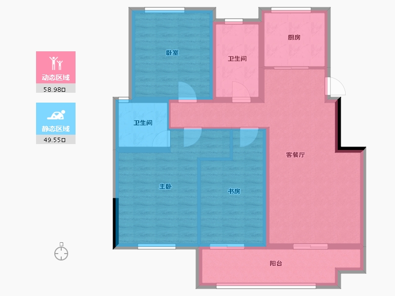 浙江省-金华市-熟溪锦院-125.00-户型库-动静分区