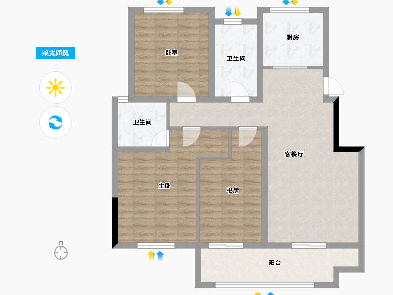 浙江省-金华市-熟溪锦院-125.00-户型库-采光通风