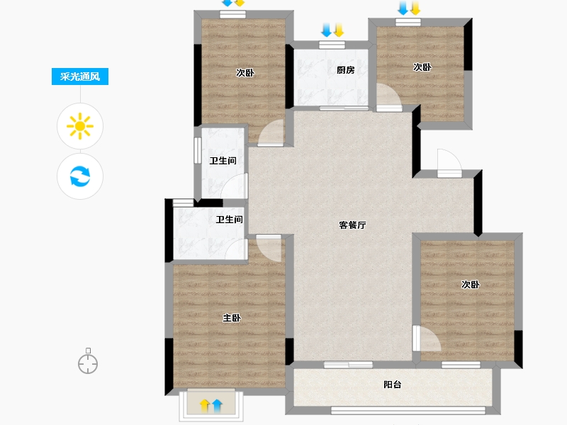 河南省-许昌市-中梁西都府-104.19-户型库-采光通风