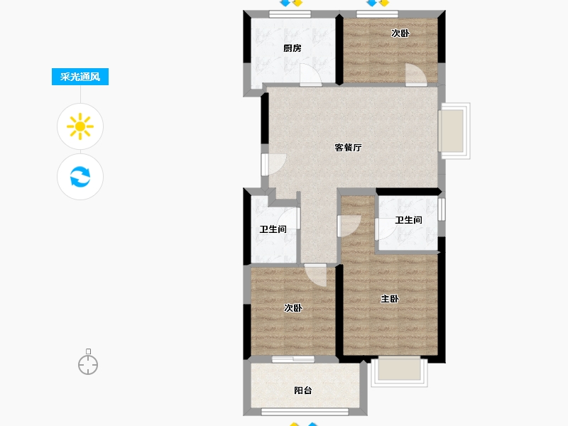 上海-上海市-保利天汇-72.80-户型库-采光通风