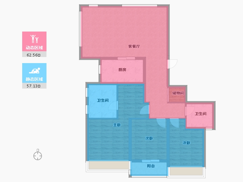 浙江省-温州市-万科翡翠心湖.-107.19-户型库-动静分区