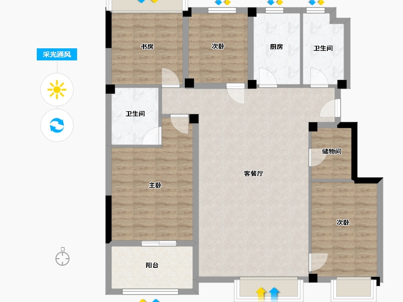 浙江省-杭州市-万科城市之光-115.00-户型库-采光通风