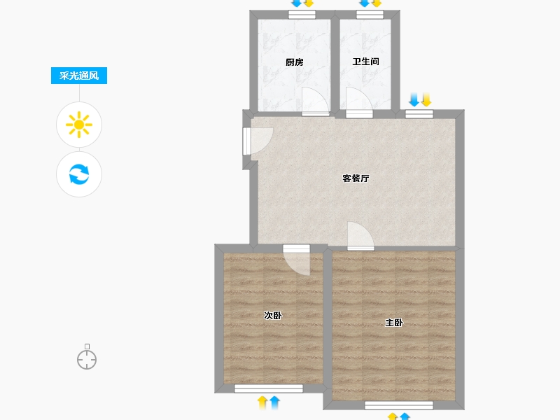 浙江省-宁波市-锦绣曙光-60.70-户型库-采光通风