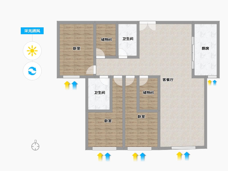 青海省-西宁市-九洲河畔世家-128.00-户型库-采光通风