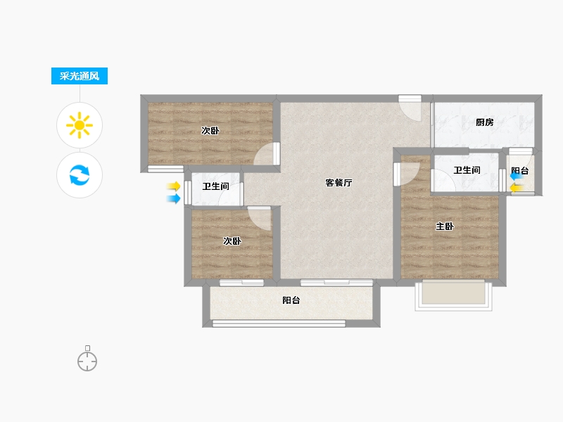 湖北省-襄阳市-君山水岸-72.39-户型库-采光通风