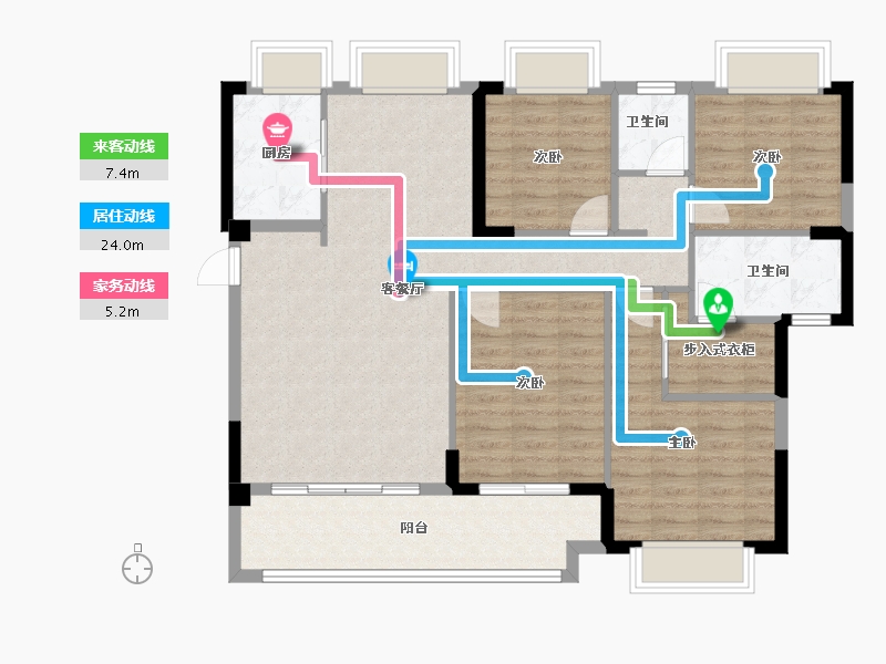 福建省-龙岩市-汀州臻邸-107.31-户型库-动静线