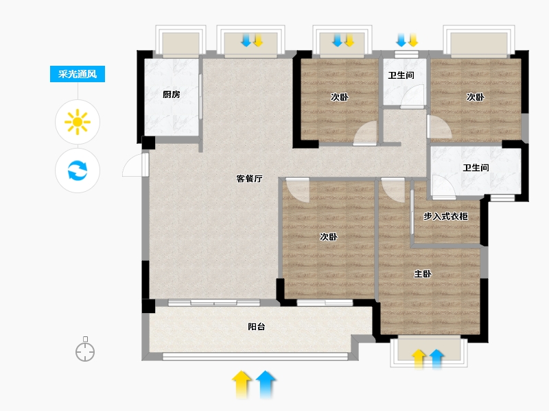 福建省-龙岩市-汀州臻邸-107.31-户型库-采光通风