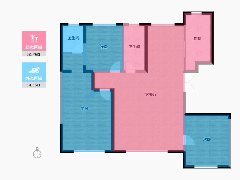 吉林省-松原市-镜湖天玺-106.53-户型库-动静分区