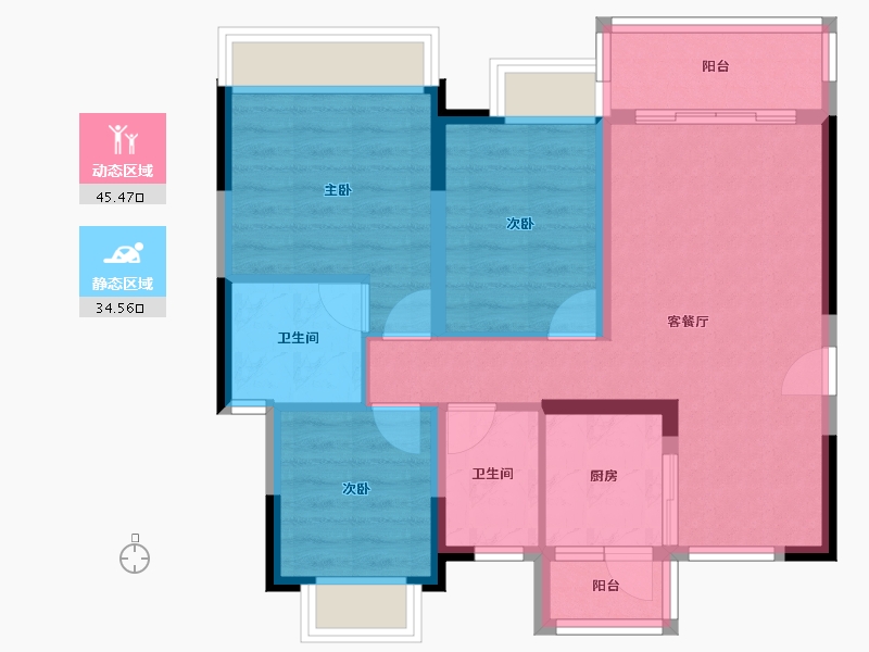 四川省-成都市-景瑞誉璟风华-70.71-户型库-动静分区