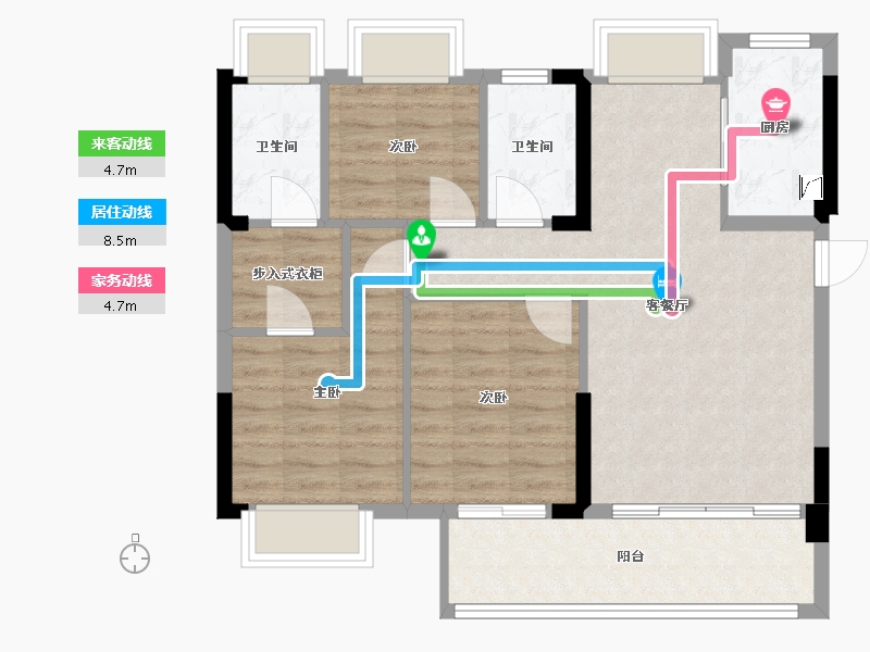 福建省-龙岩市-汀州臻邸-78.54-户型库-动静线