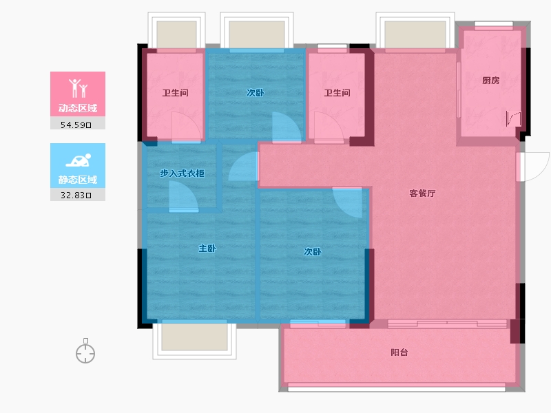 福建省-龙岩市-汀州臻邸-78.54-户型库-动静分区