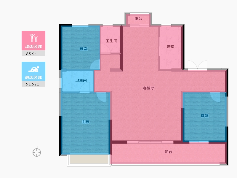 浙江省-温州市-天樾玺-126.40-户型库-动静分区