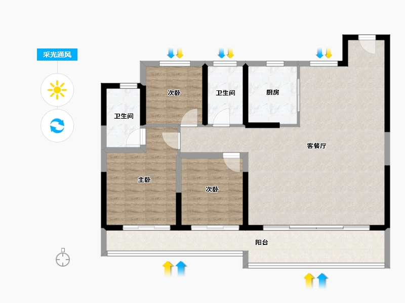 浙江省-温州市-西塘未来社区-110.73-户型库-采光通风