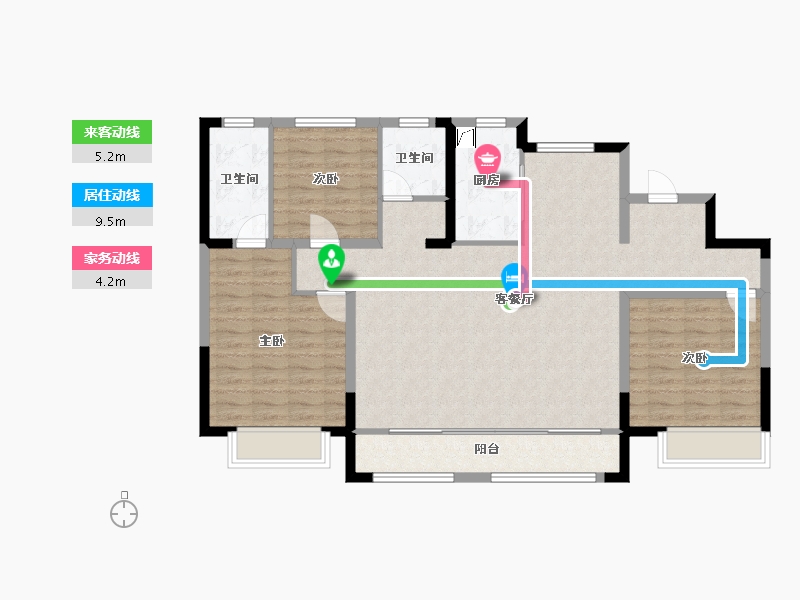 河北省-张家口市-鸿坤礼域府-108.00-户型库-动静线