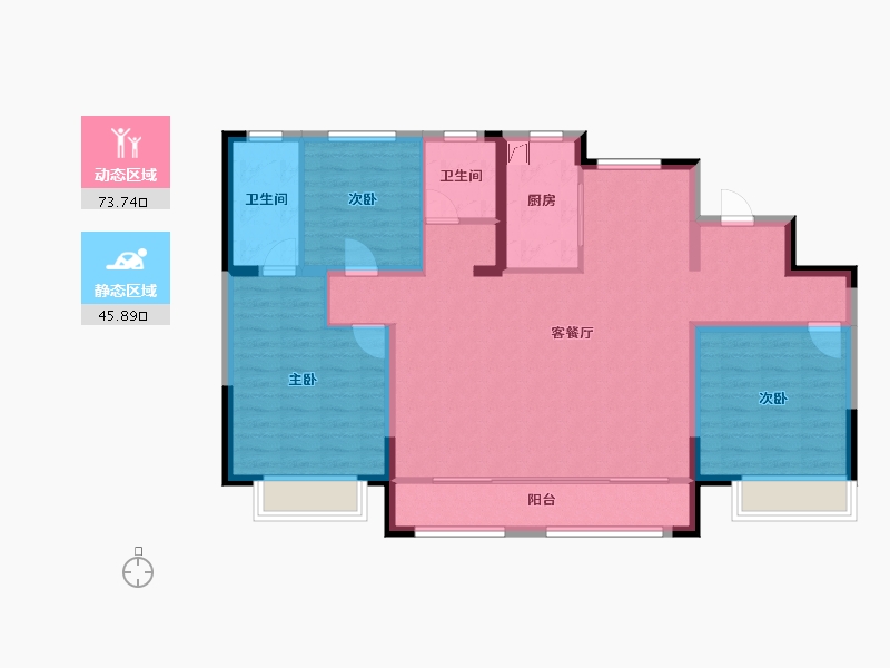 河北省-张家口市-鸿坤礼域府-108.00-户型库-动静分区